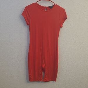 Red Women's Short Sleeve Jumper/body Suit
